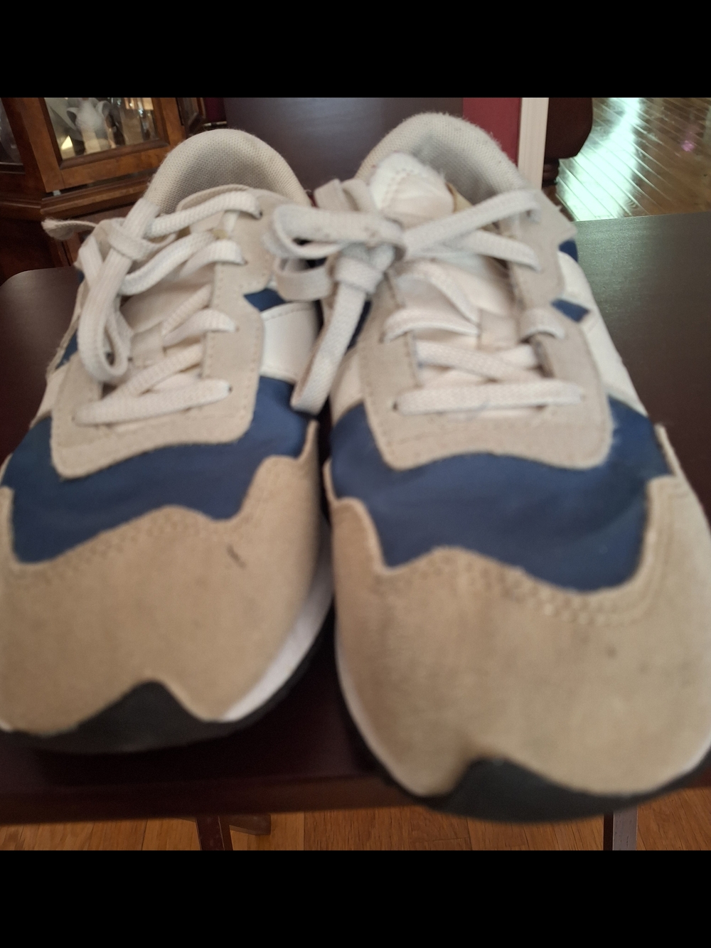 New Balance Kids Beige and Navy Lace-Up Sneakers